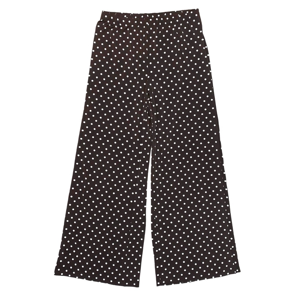 Chicos Polka Dot Wide Leg Pants Palazzo High Rise Pull On Slinky Flowy Medium
